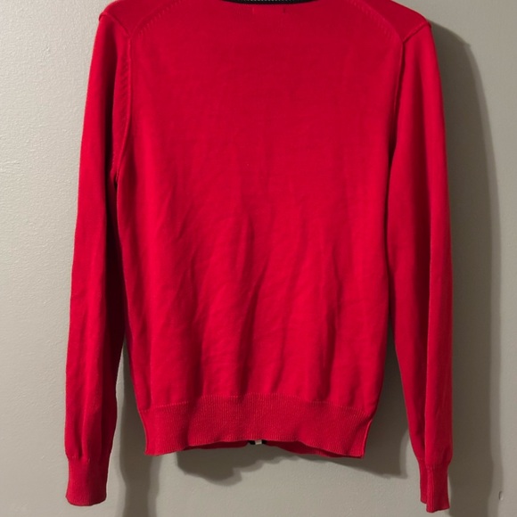 Express Men's Vivid Red Cardigan with Black and White Trim - Picture 3 of 7